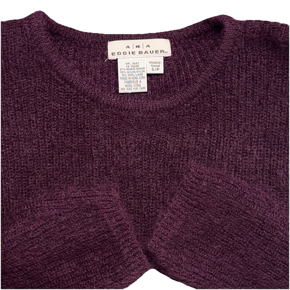 Vintage Eddie Bauer AKA Sweater‎ Womens Small Plum Mohair Blend Crewneck Sweater